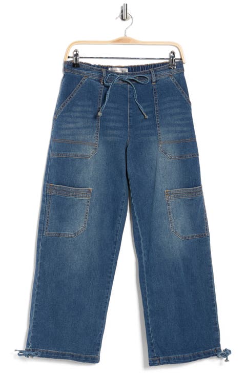Drawstring Hem Denim Joggers