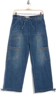 Madden Girl Drawstring Hem Denim Joggers