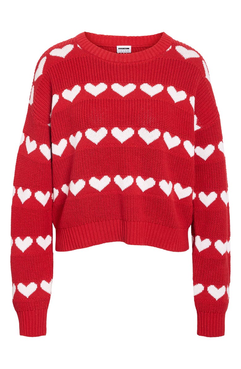 Noisy may Blitzen Heart Sweater, Alternate, color, Racing Red Detailbi