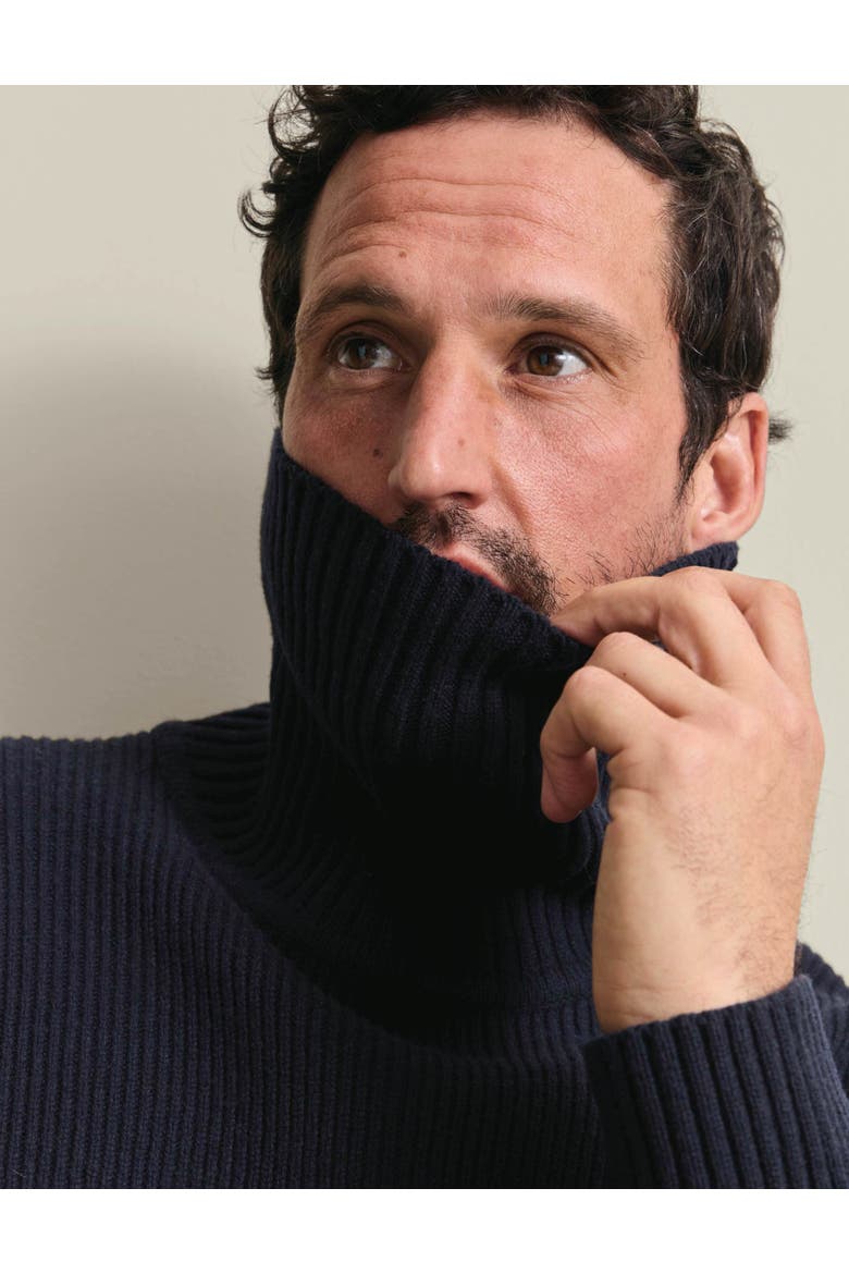Chunky Merino Roll Neck Sweater, Alternate, color, Navy
