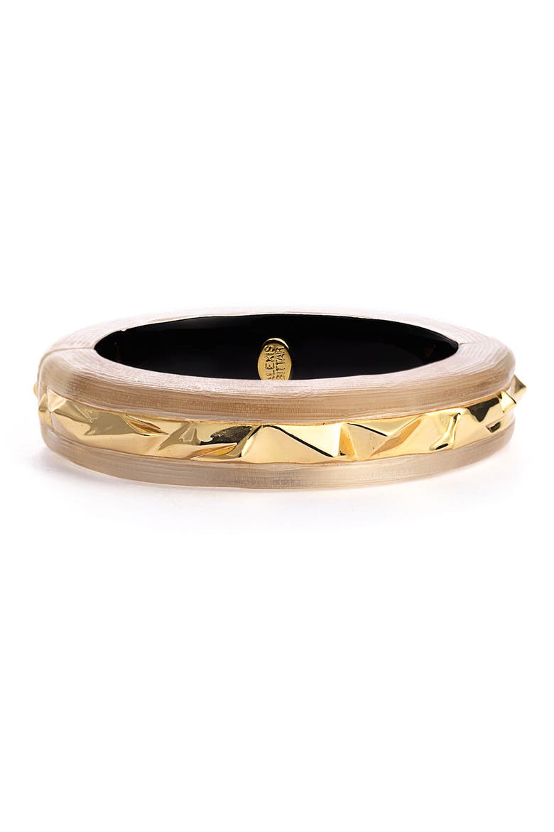 'Otto' Crumpled Rim Hinged Bracelet, Main, color, TAUPE