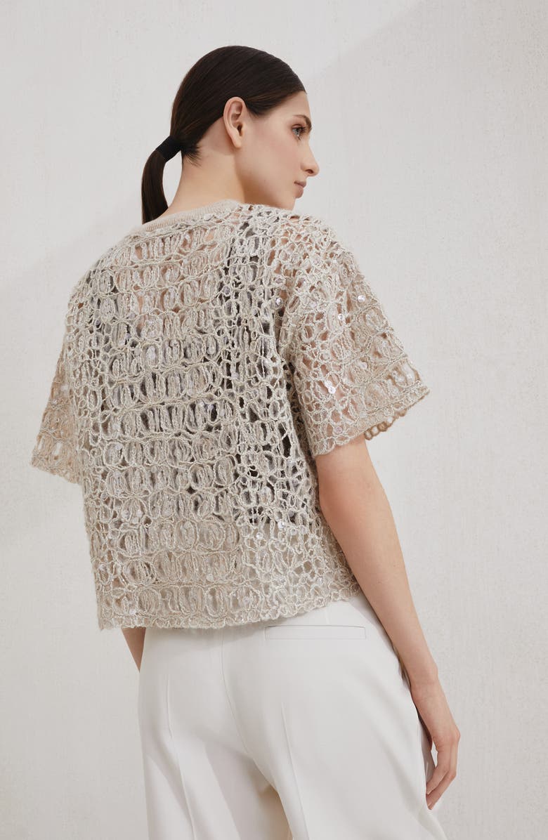 Brunello Cucinelli Dazzling croc embroidery T-shirt, Alternate, color, Cool Beige