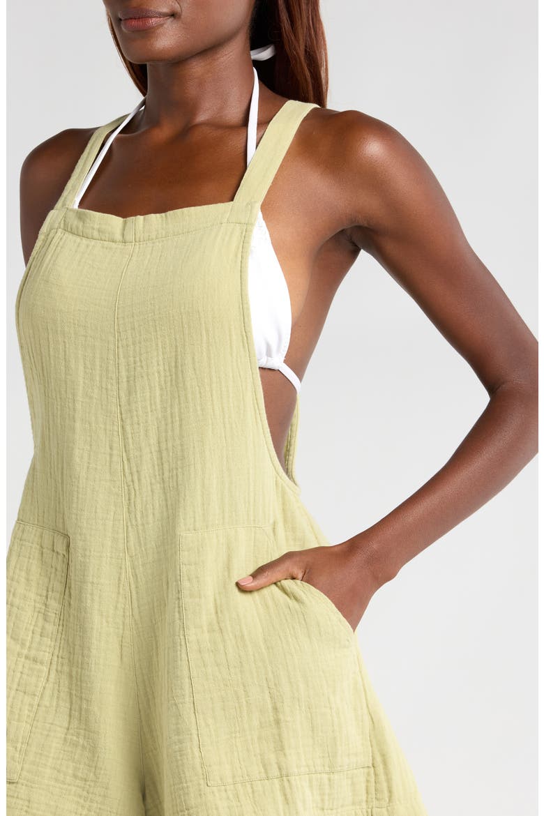 Beach Crush Cotton Gauze Cover-Up Romper, Alternate, color, AVOCADO