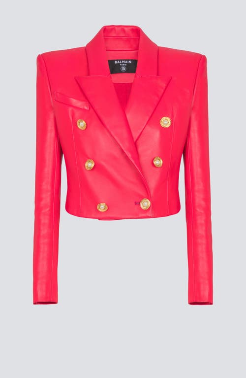 Balmain Cropped Lambskin 6-button Jacket