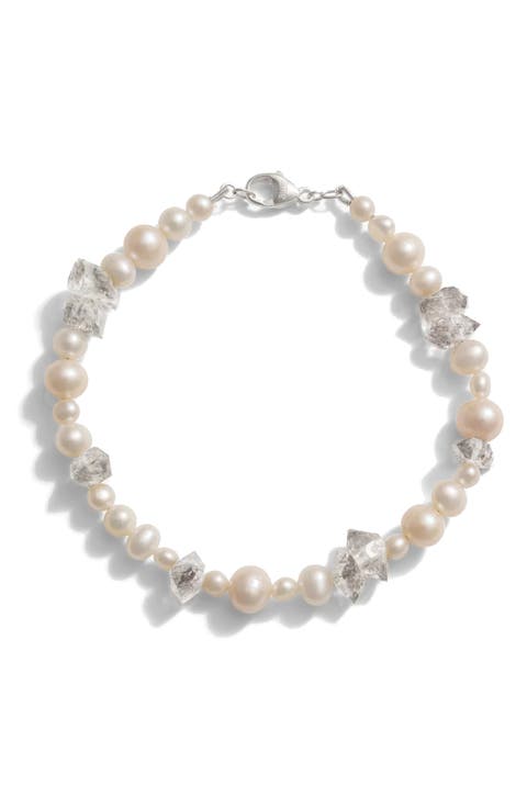Pearl & Raw Crystal Bracelet