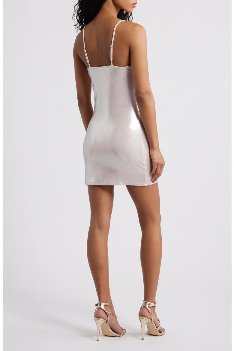 Foil Cowl Neck Mini Slipdress, Alternate, color, PINK PRIMROSE