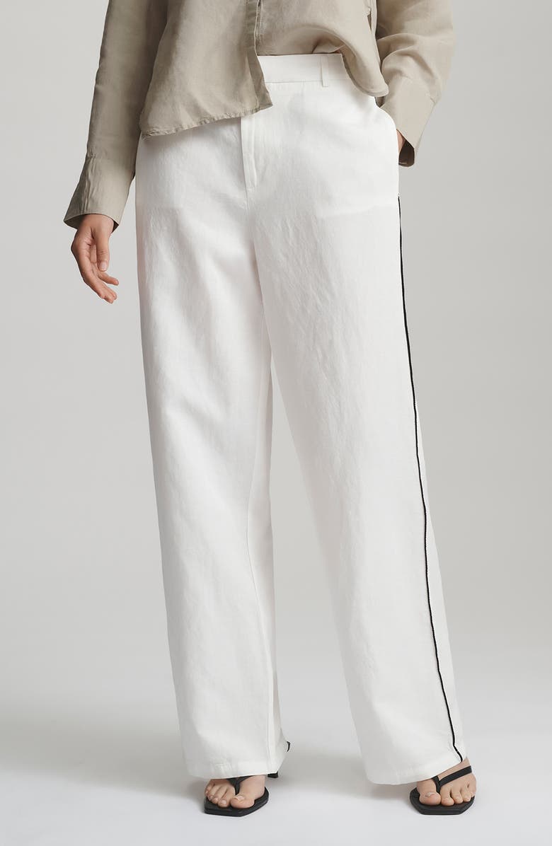 Mavi Jeans Piped High Waist Wide Leg Woven Pants, Main, color, Coconut Milk