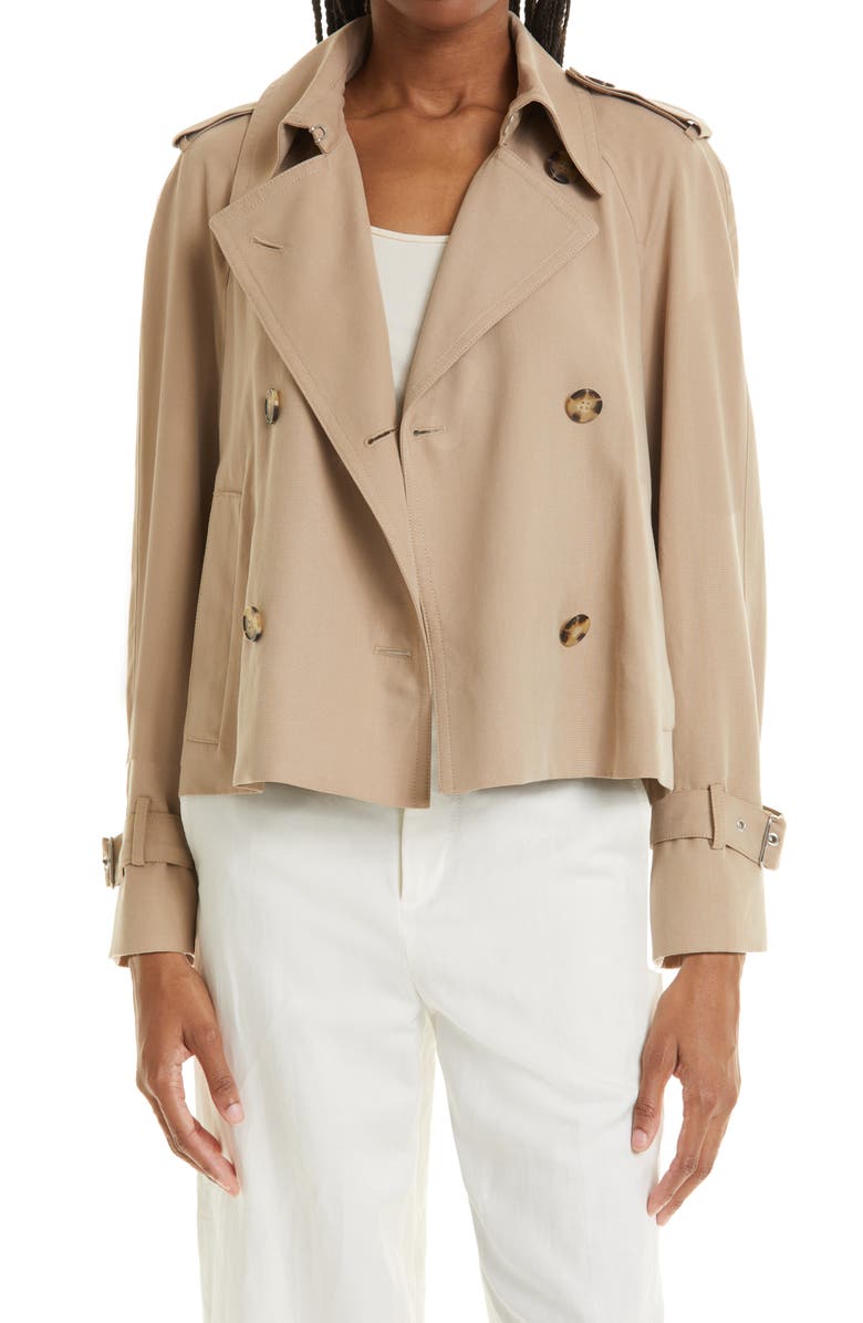 Club Monaco Soft Crop Trench Coat, Main, color, Dune