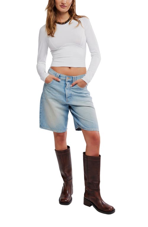 Free People Protagonist Long Sleeve Crop T-shirt In White