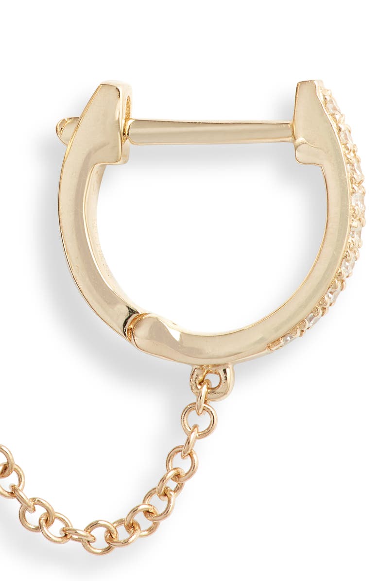 EF Collection Single Mini Diamond Double Chain Huggie Hoop Earring, Alternate, color, 