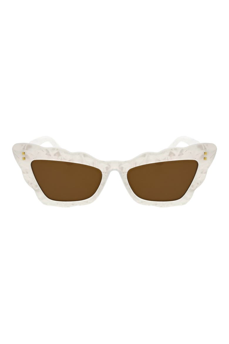 51mm Scalloped Cat Eye Sunglasses, Main, color, PEARL