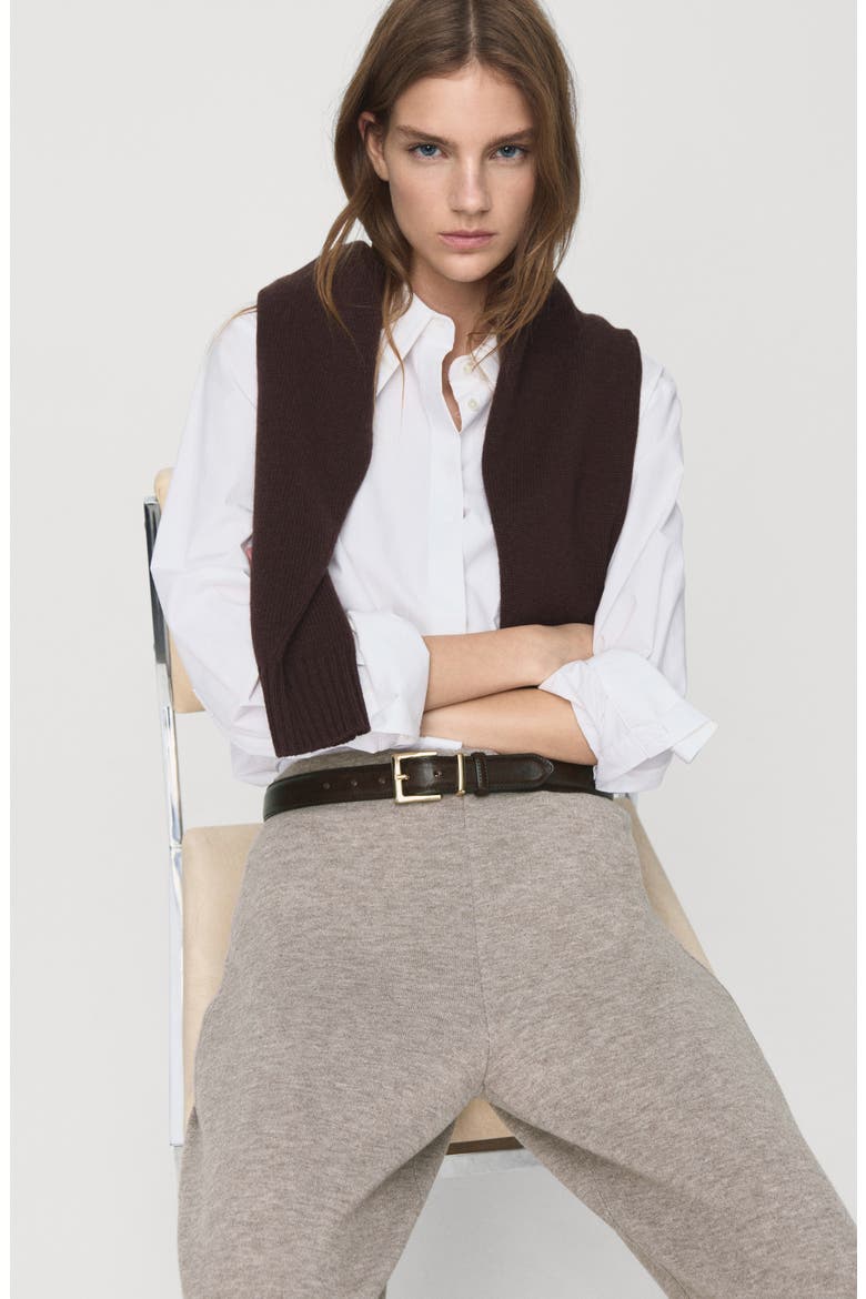 Elastic Waist Straight Leg Knit Pants, Alternate, color, MEDIUM BROWN