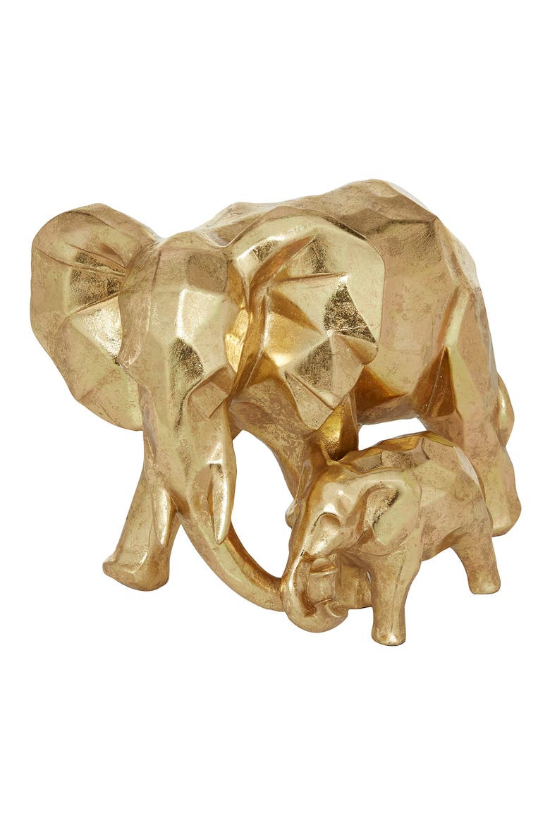 Goldtone Resin Modern Elephant Sculpture, Alternate, color, GOLD