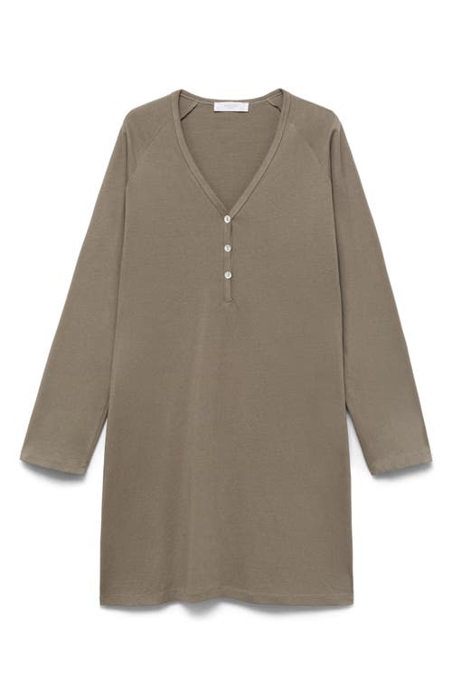 Mango Long Sleeve Cotton Nightgown In Green