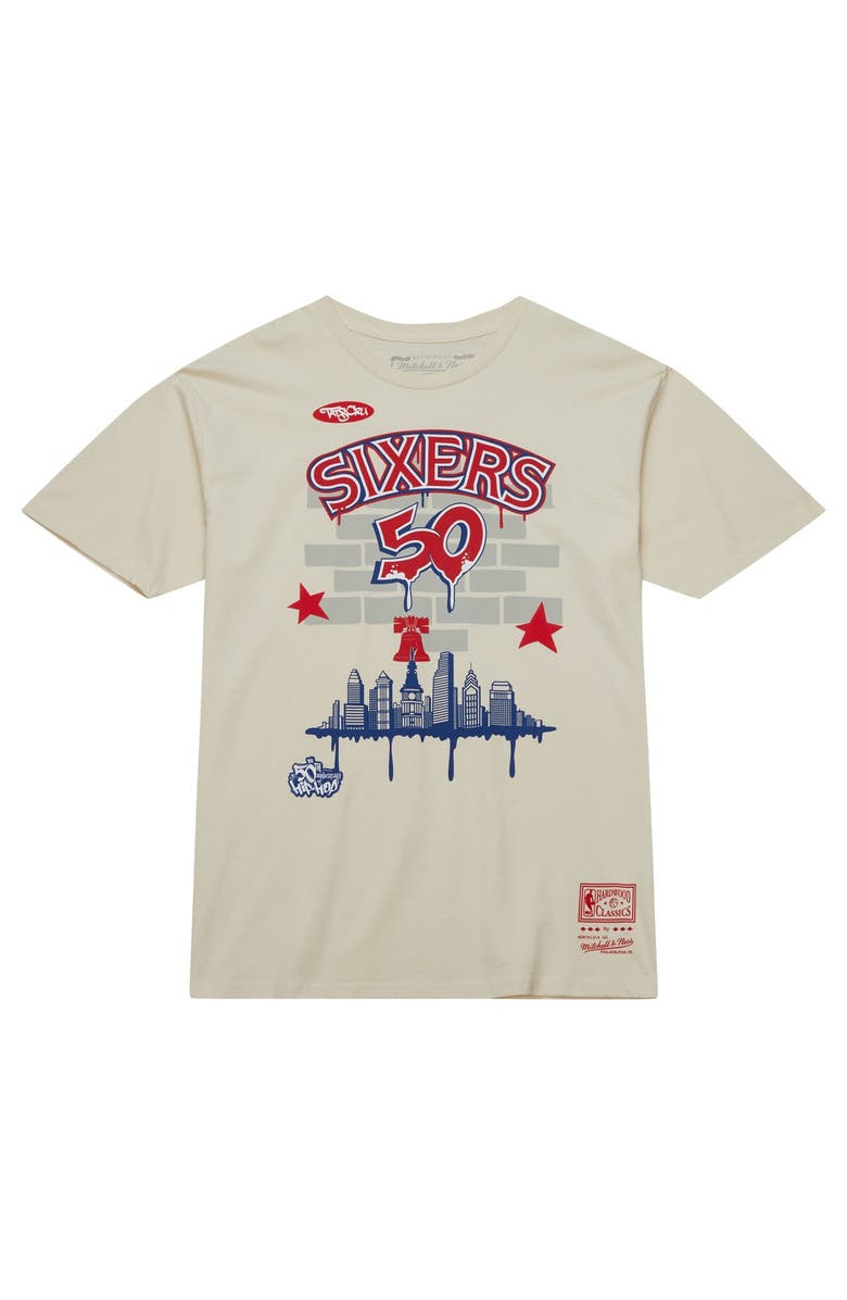 Mitchell & Ness Men's Mitchell & Ness x Tats Cru Cream Philadelphia 76ers Hardwood Classics City T-Shirt, Alternate, color, 