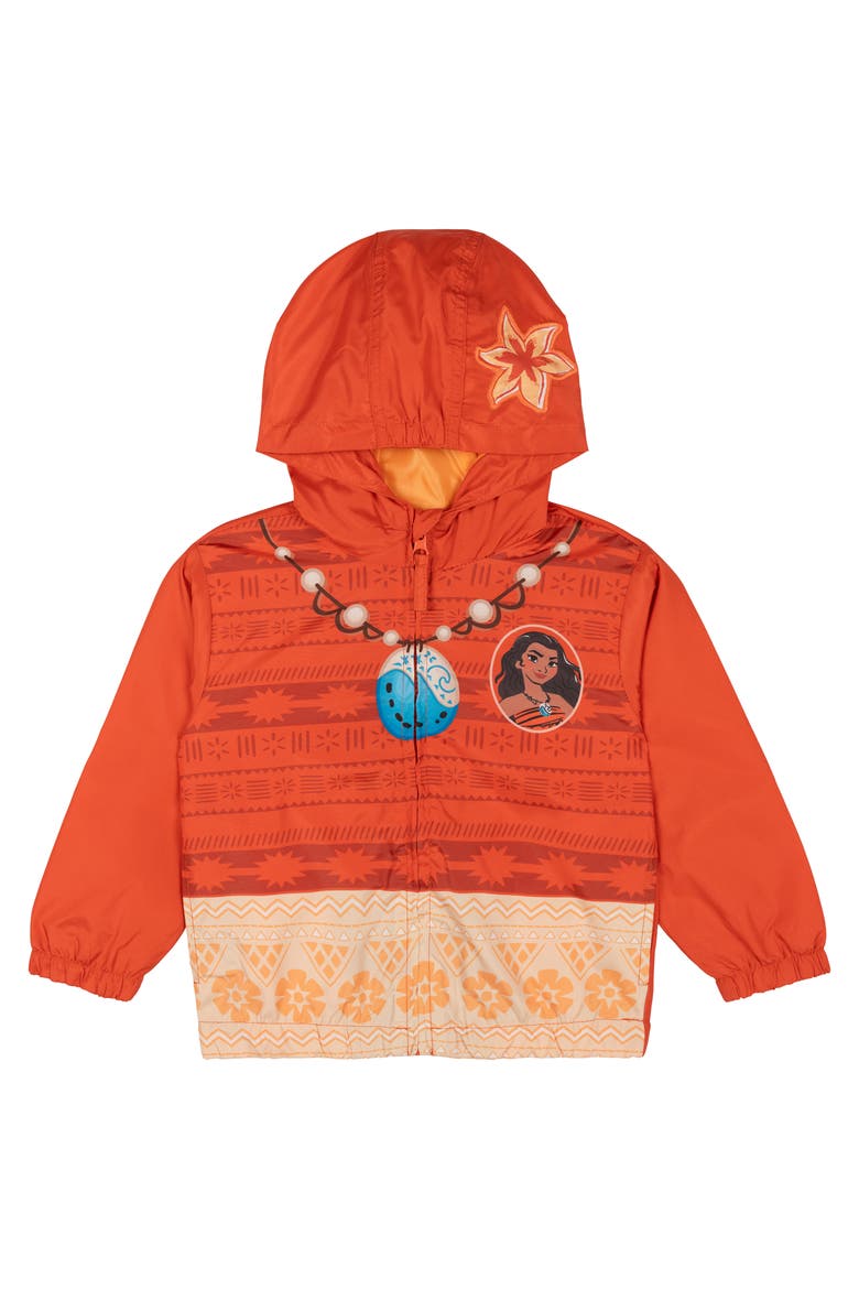 Moana Cosplay Hooded Windbreaker Jacket, Main, color, Moana Coral Orange