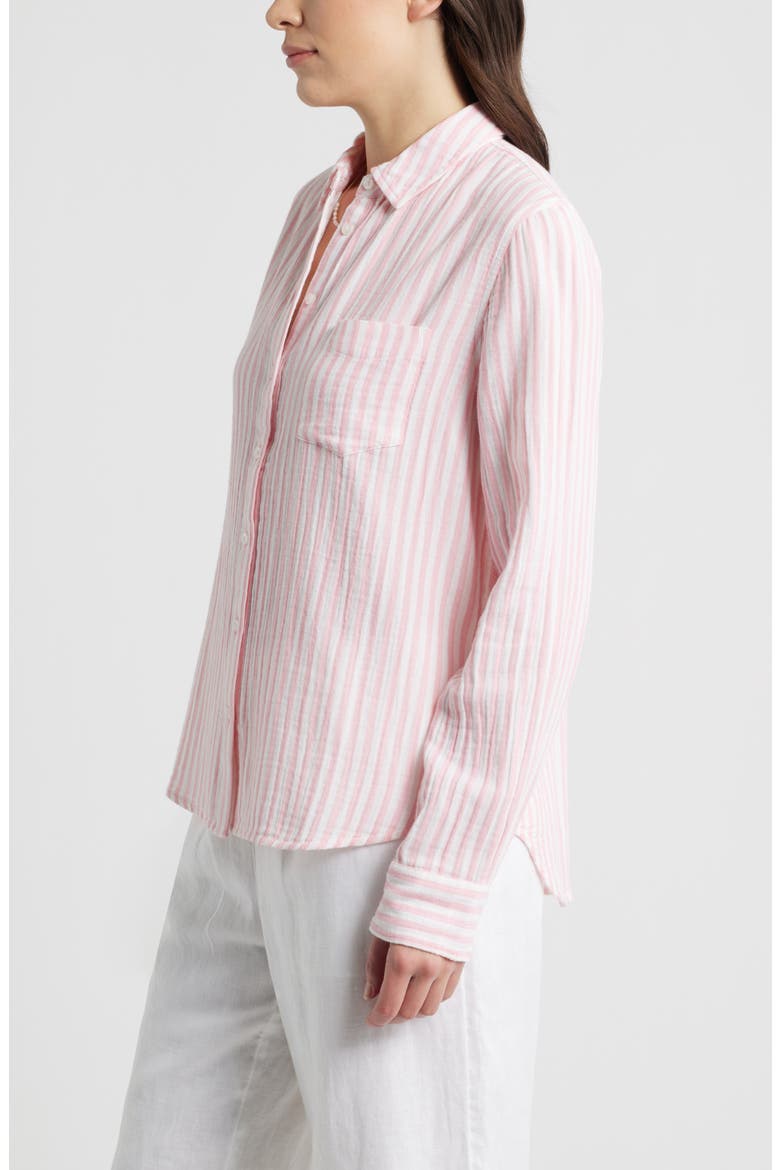 Casual Gauze Button-Up Shirt, Alternate, color, PINK DIANTHUS BRIANNE STRIPE