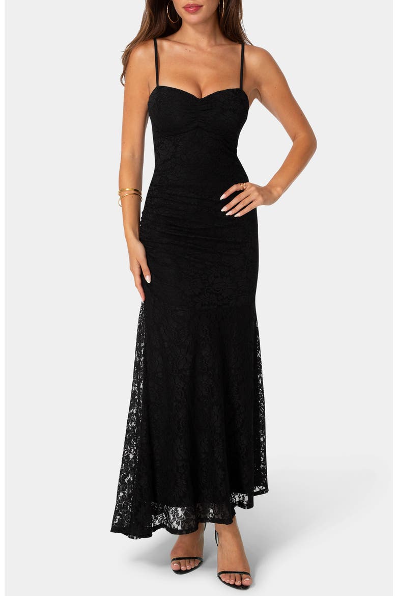 Spaghetti Strap Lace Maxi Dress, Main, color, BLACK