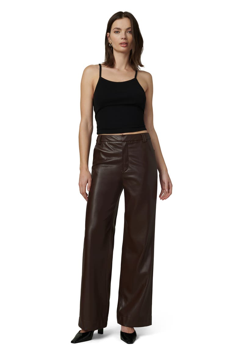 The Mia High Waist Faux Leather Wide Leg Jeans, Alternate, color, COFFEE BEAN