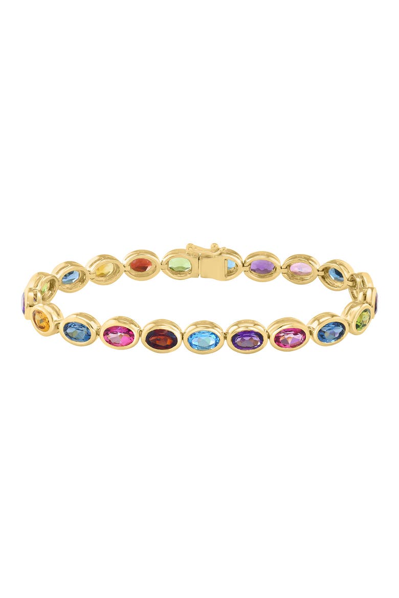 Gold Plated Sterling Silver Multi Stone Bracelet, Main, color, MULTI