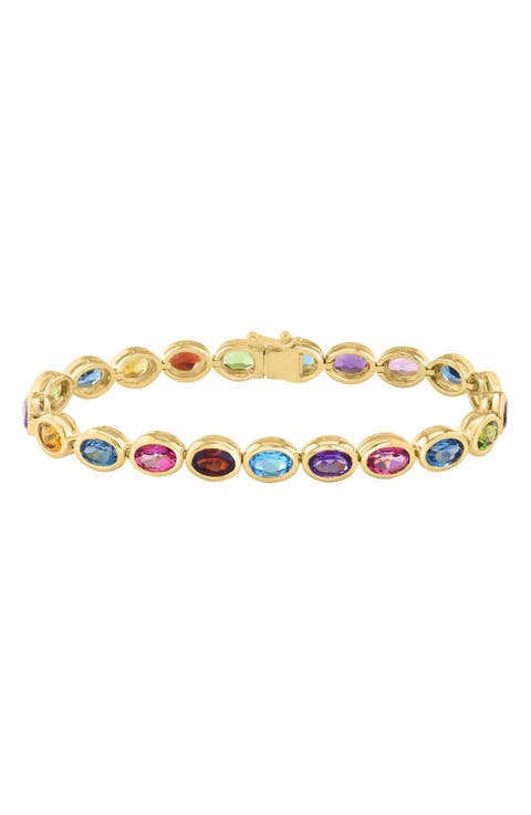Gold Plated Sterling Silver Multi Stone Bracelet