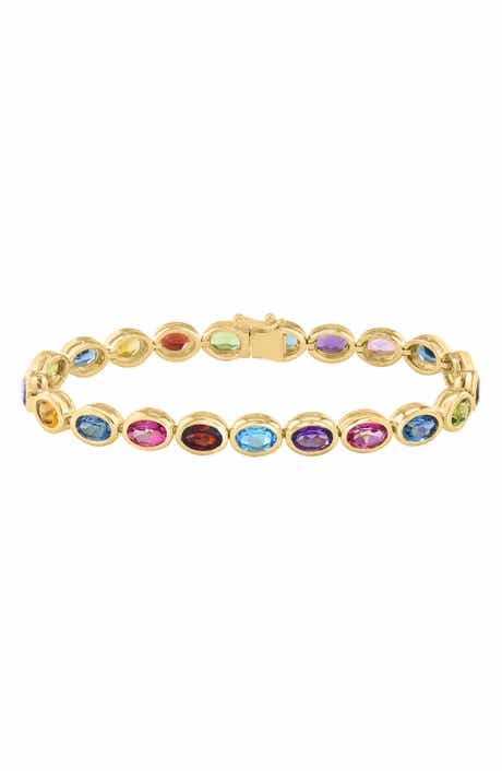 Gold Plated Sterling Silver Multi Stone Bracelet