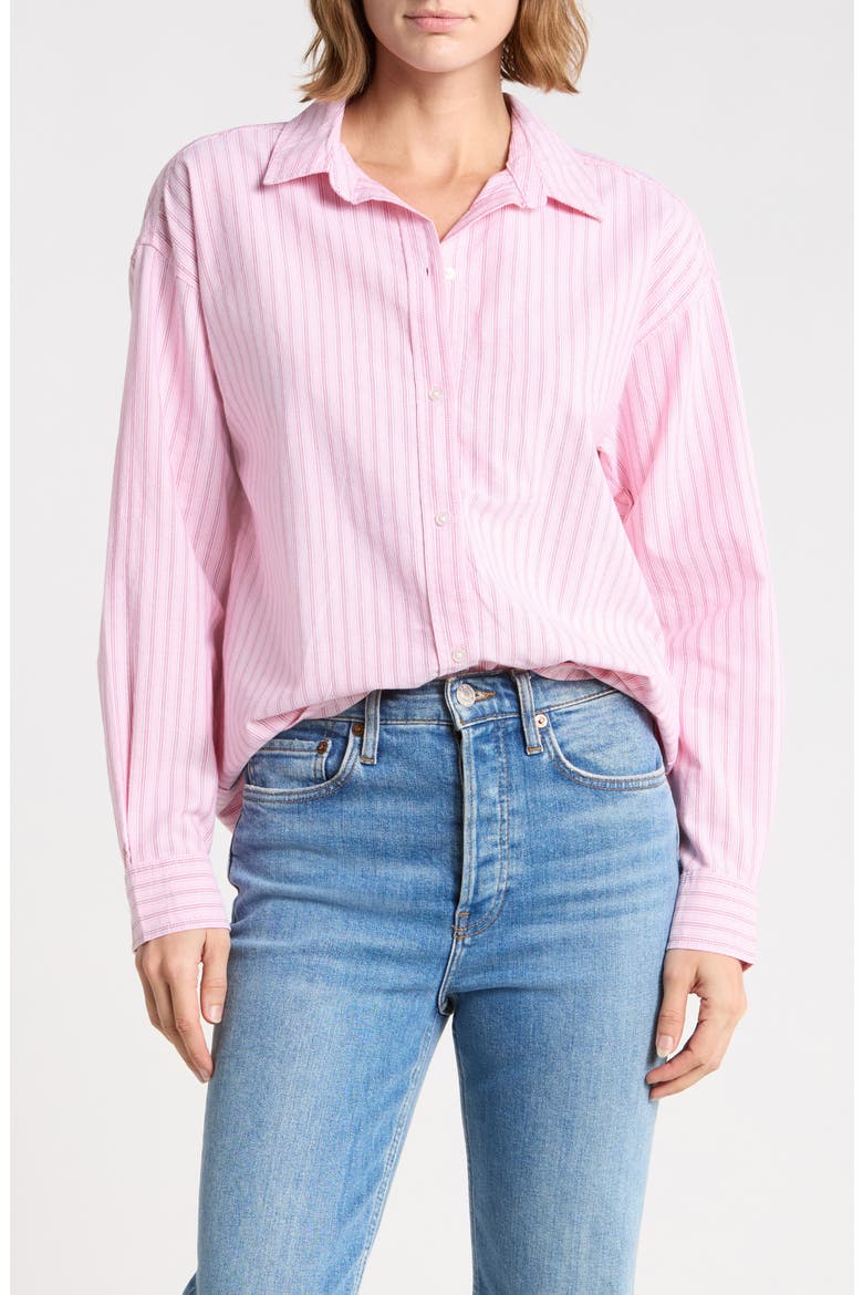 Cidney Oversize Cotton Button-Up Shirt, Main, color, PINK FLUFF