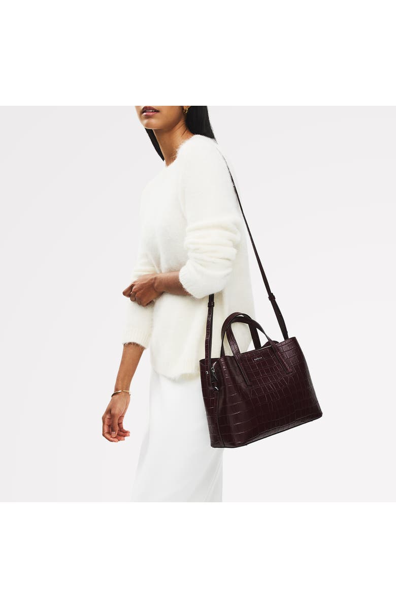 Radley Dukes Place - Faux Croc Medium Ziptop Satchel Bag, Alternate, color, Dark Cherry