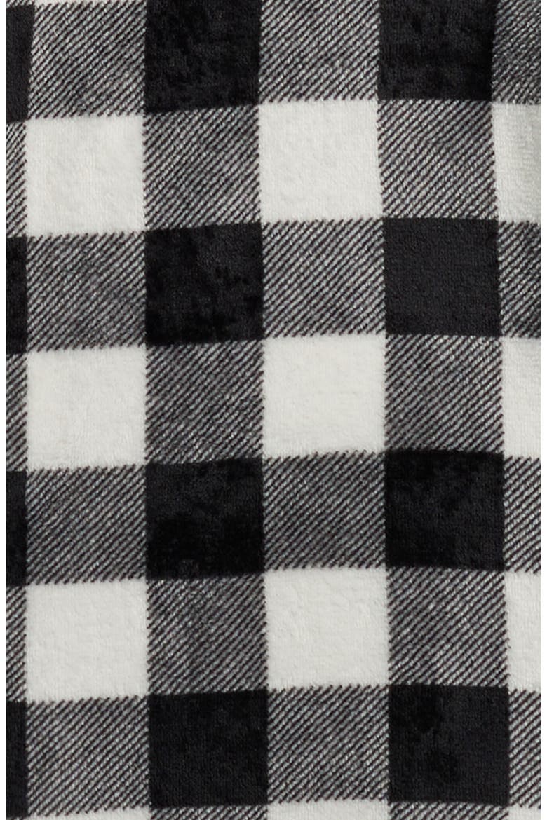 Kids' Oversize Fleece Sleeper Hoodie, Alternate, color, IVORY BLACK BUFFALO PLAID