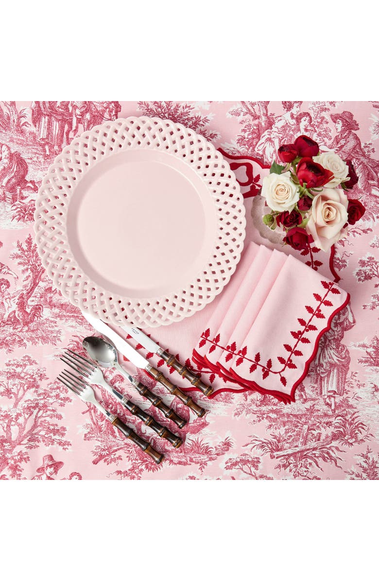 Mrs. Alice Pink & Red Laurel Napkins, Alternate, color, Pink