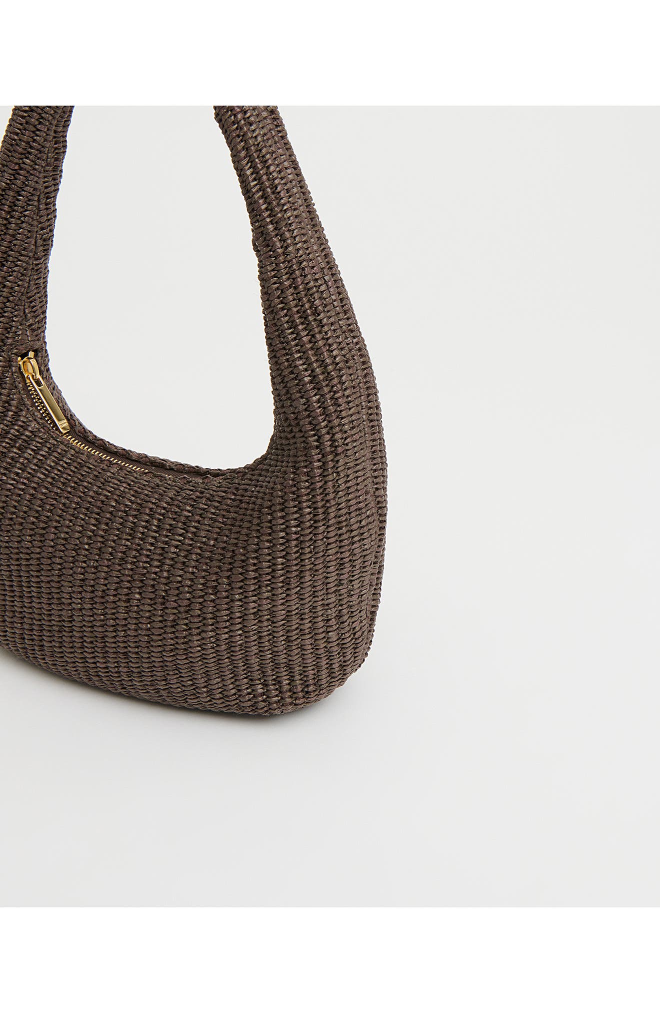 Mini Gnocci Raffia Bag, Alternate, color, EBONY