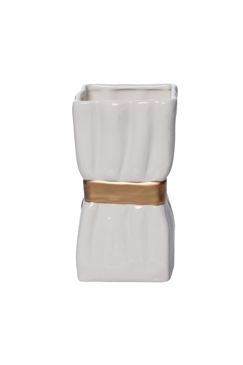Dolomite Ribbon Gold Vase for Floral Display and Home Decor, Alternate, color, Multicolored