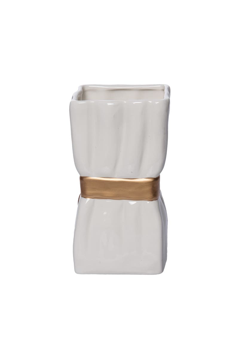 Transpac Dolomite Ribbon Gold Vase for Floral Display and Home Decor, Alternate, color, Multicolored