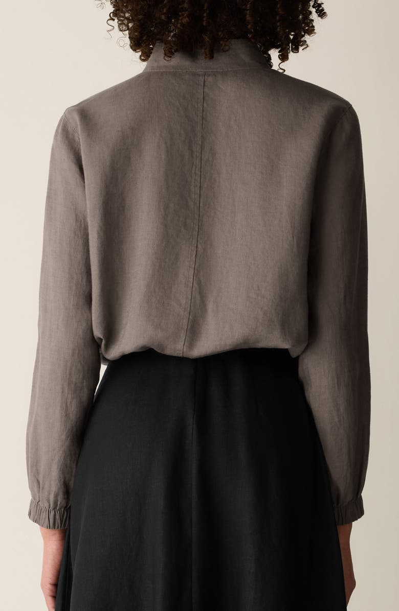 Eileen Fisher Band Collar Organic Linen Jacket, Alternate, color, Walnut