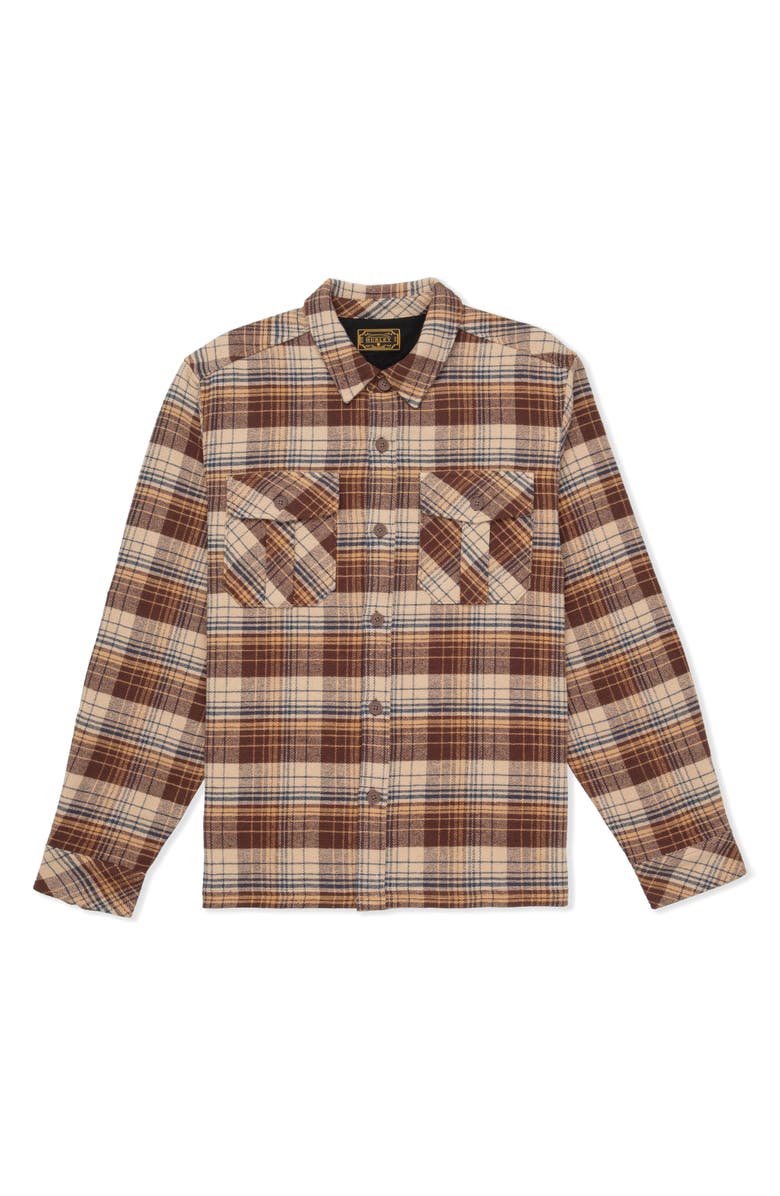 Hurley Santa Cruz Seaside Plaid Flannel Button-Up Shirt Jacket, Alternate, color, Espresso