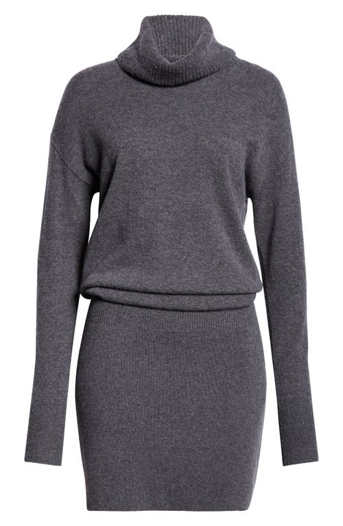 Veronica Beard Cassidy Merino Wool And Cashmere-blend Turtleneck Mini Dress In Charcoal