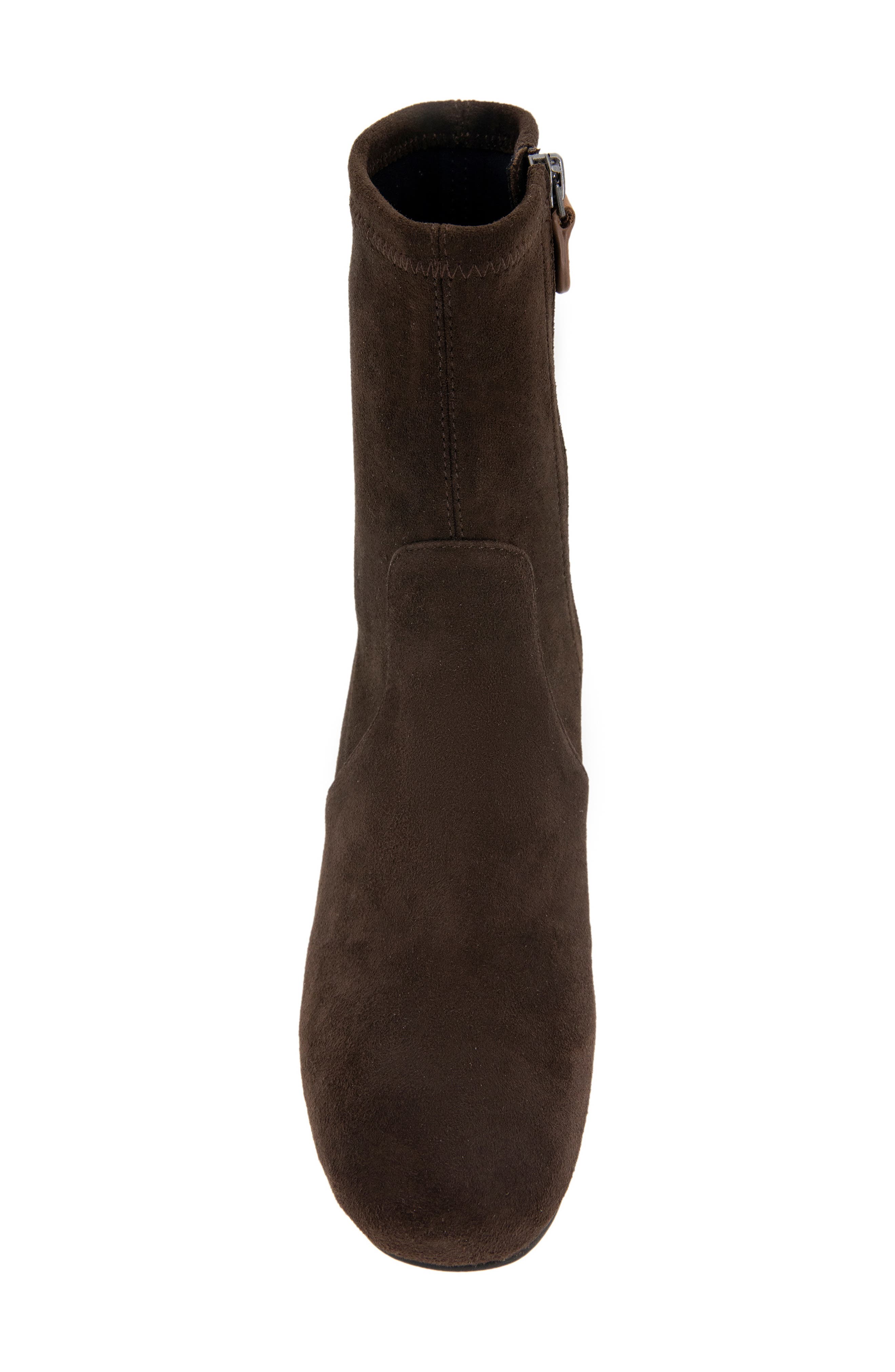 Emily Zip Bootie, Alternate, color, CHOCOLATE SUEDE