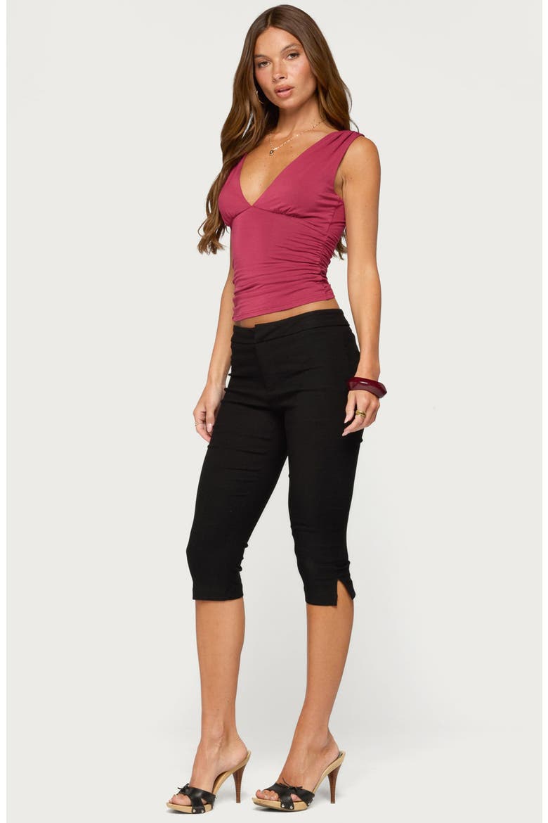 Boba Ruched V-Neck Tank Top, Alternate, color, BERRY