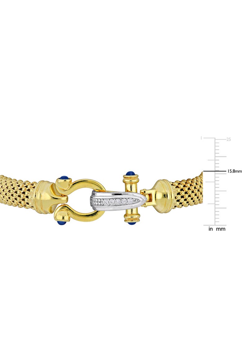 Blue & White Cubic Zirconia Popcorn Bangle, Alternate, color, Yellow-Plated