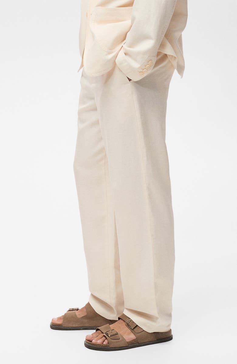 MANGO Lyocell & Linen Suit Pants, Alternate, color, Ecru