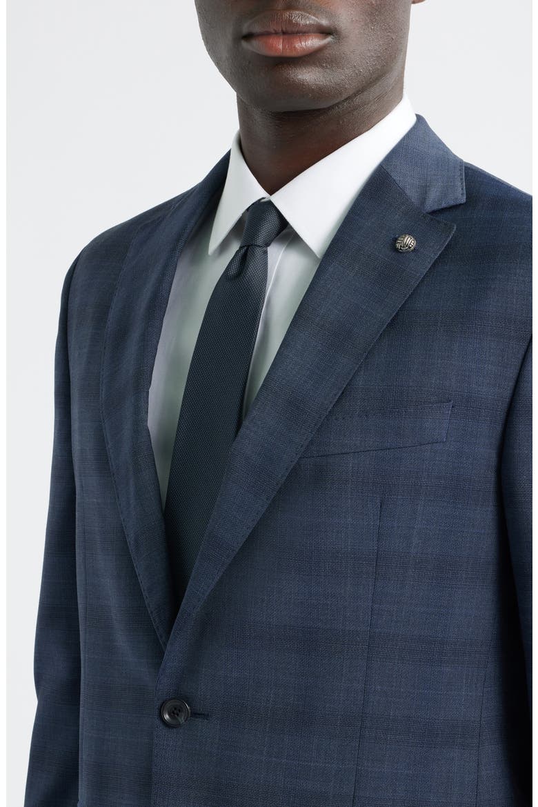 Esprit Blue Plaid Wool Suit, Alternate, color, MID BLUE