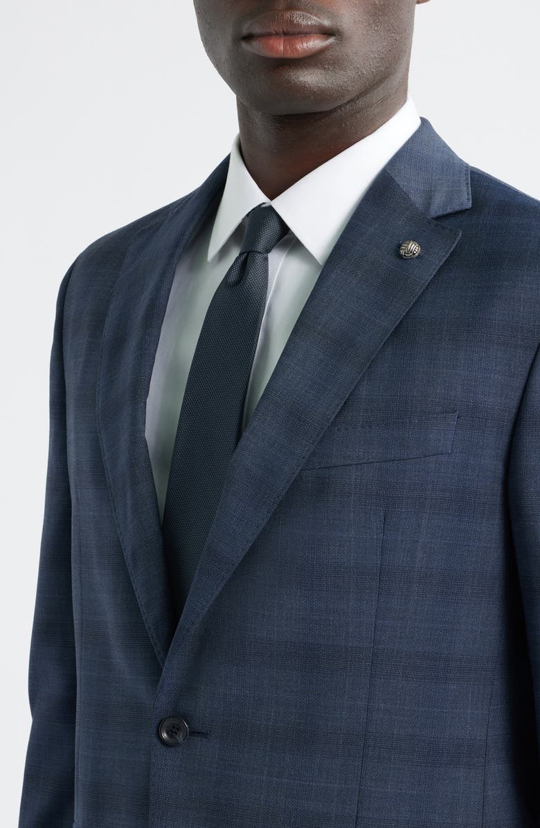 Jack Victor Esprit Blue Plaid Wool Suit, Alternate, color, Mid Blue