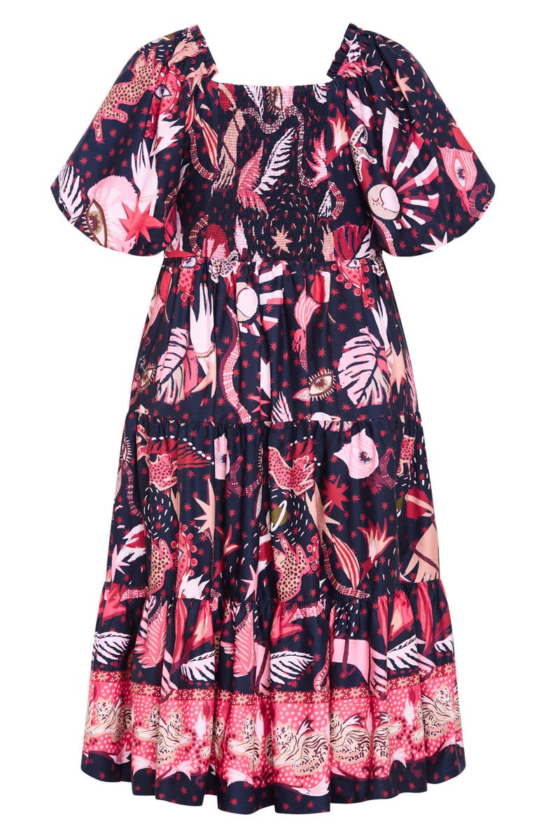 City Chic Simona Mixed Print Midi Dress, Alternate, color, Calista Dark