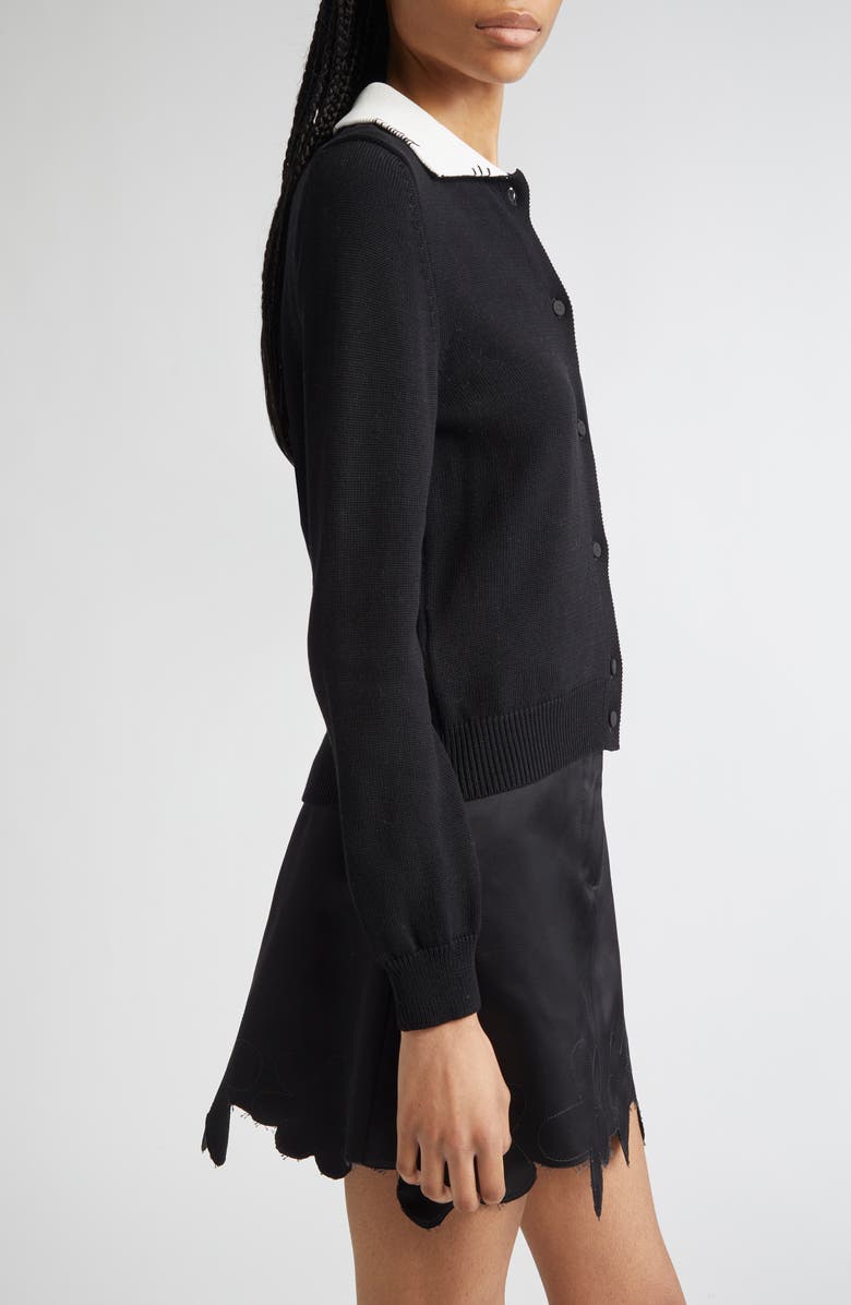 Marni Logo Embroidered Long Sleeve Cardigan, Alternate, color,