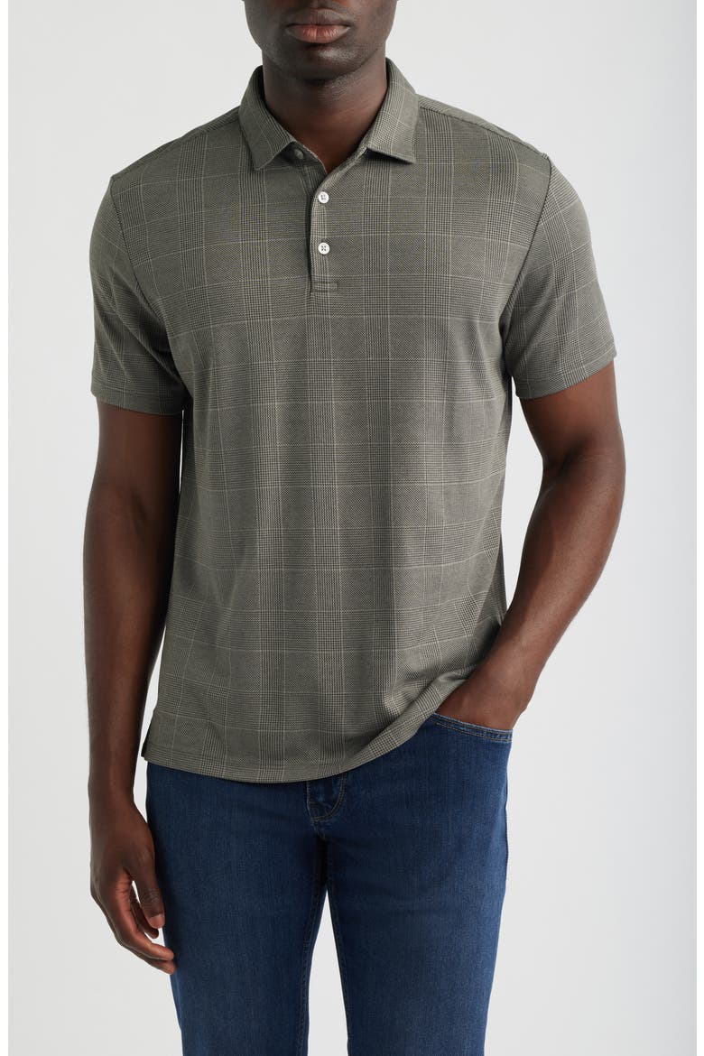 Ardyn Grey Check Cotton Blend Polo, Main, color, BELUGA