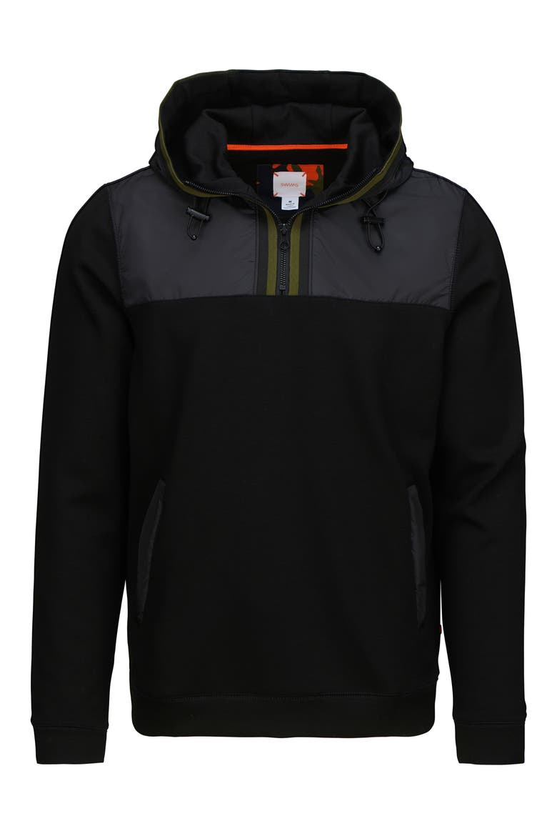 Davos Quarter Zip Hoodie, Main, color, BLACK
