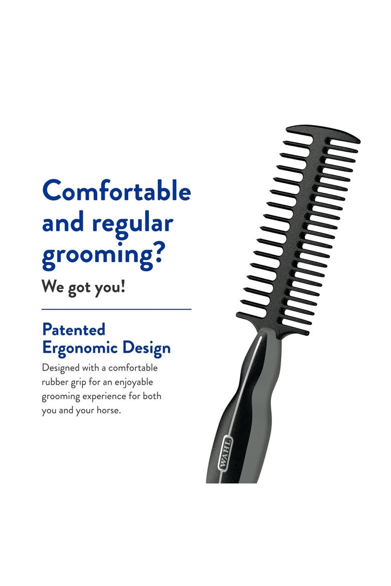 Equine Mane and Tail Grooming Comb with Handle for Braiding and Grooming Horses, Alternate, color, Black