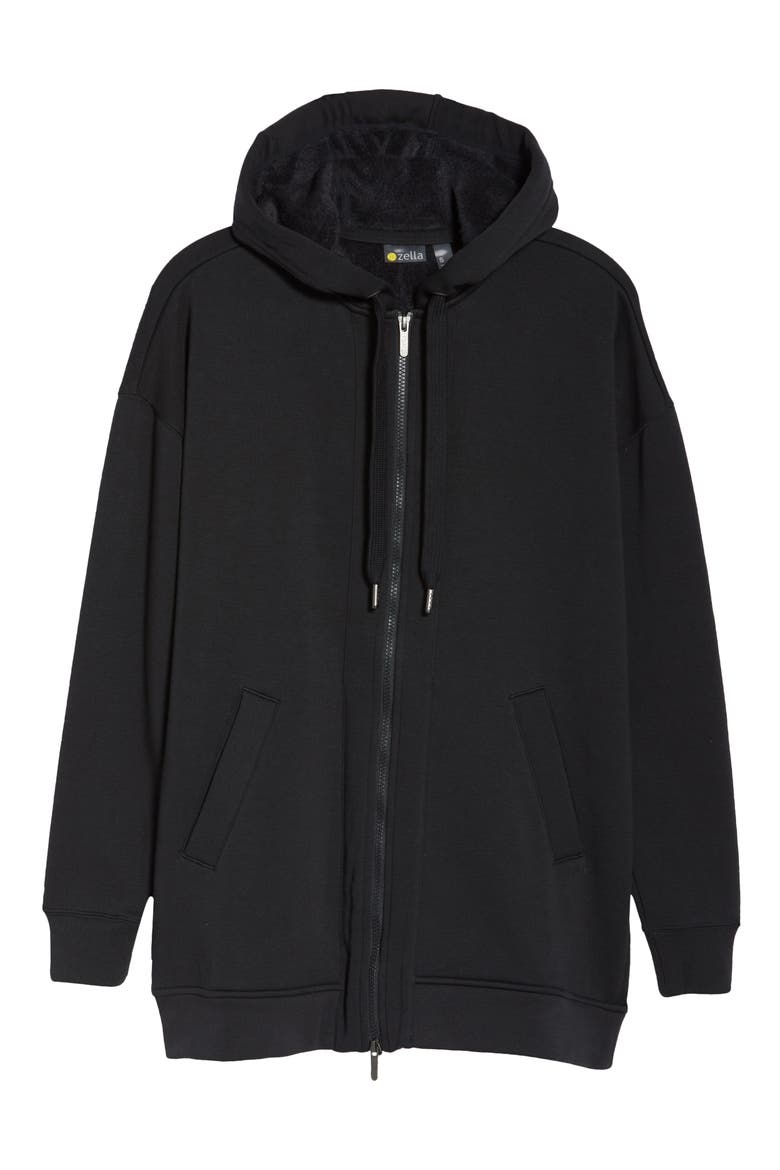 Amazing Long Full Zip Hoodie, Alternate, color, BLACK