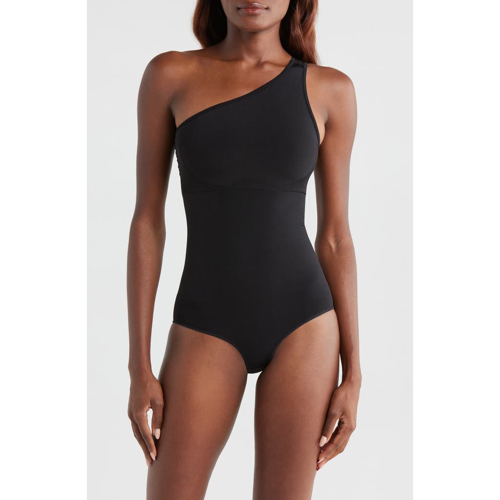 Pinsy Butter Sculpt One-shoulder Bodysuit In Black