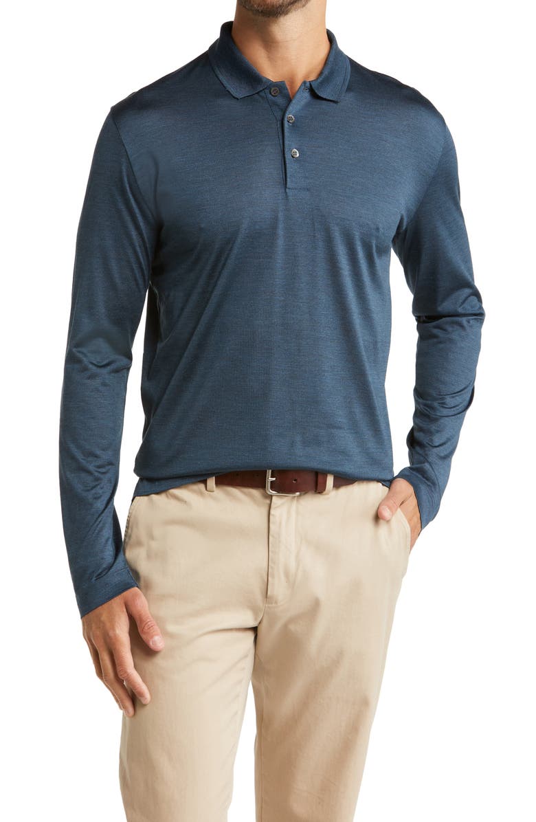 Canali Silk Long Sleeve Polo, Main, color, 